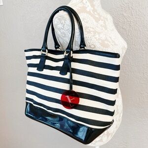 Furla Bon Bon Black Jelly Base/Handles Shopper Handbag - tote bag stripped